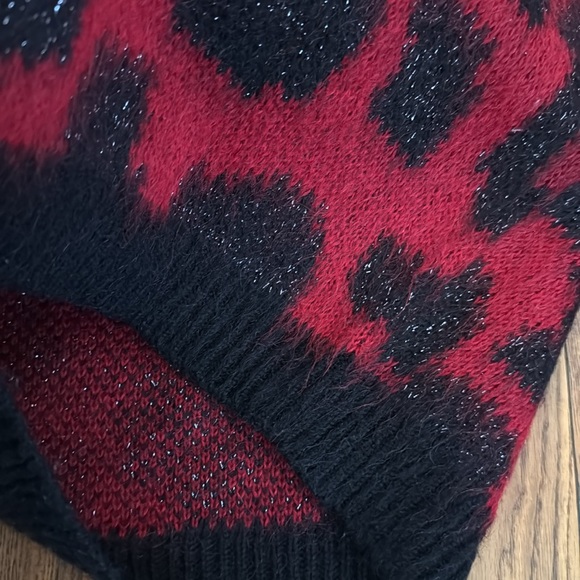 Maje kolette leopard animal print crewneck burgundy mohair blend sweater 1 - S - Picture 9 of 9